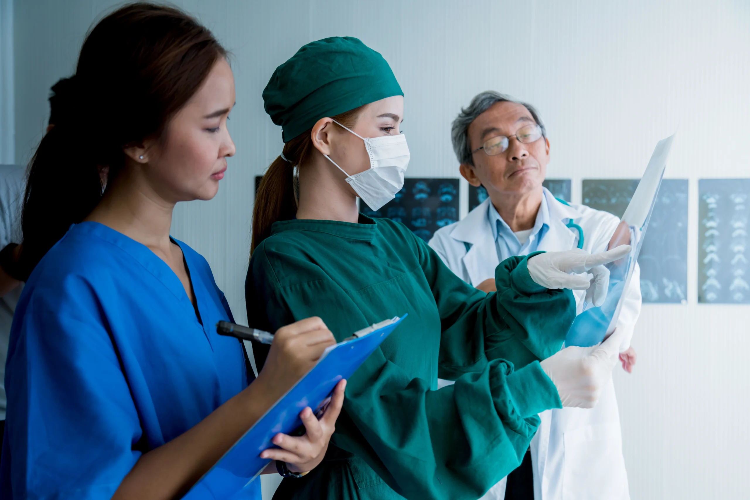 B.Sc Nursing student with stethoscope in skills lab