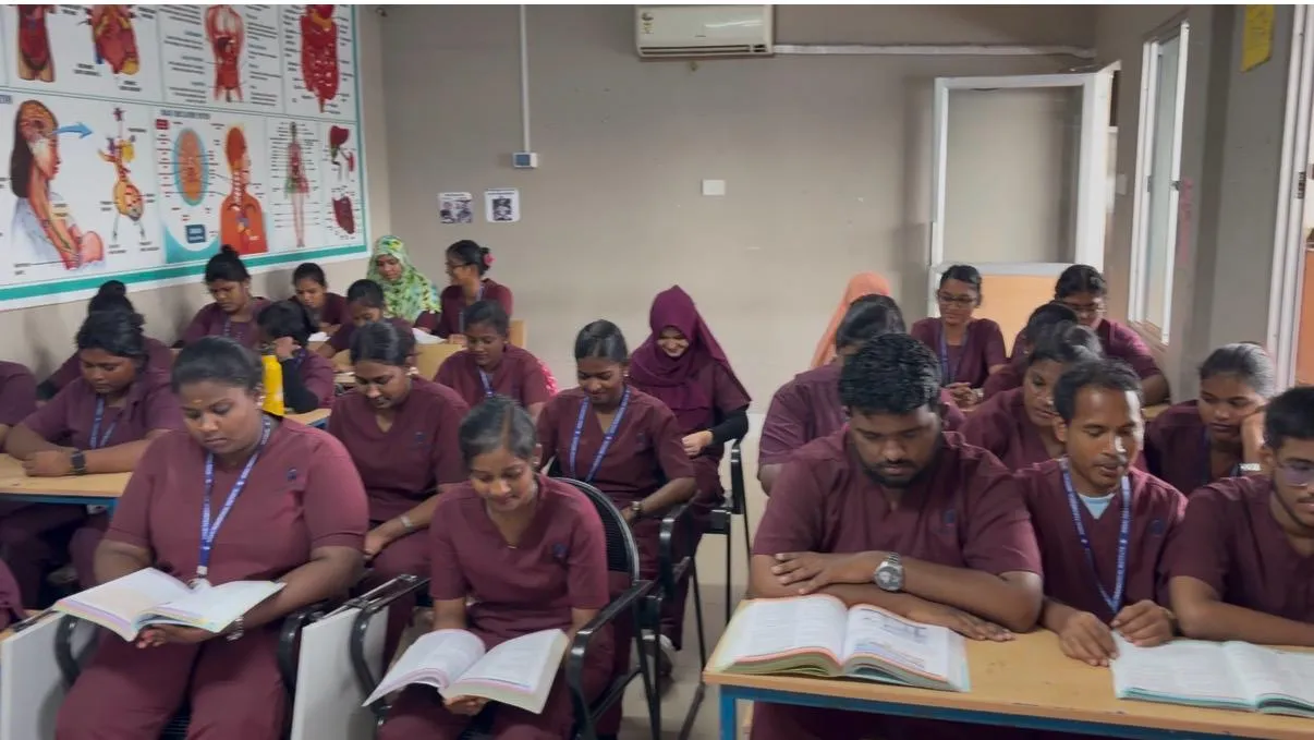 Nursing students in classroom lecture
